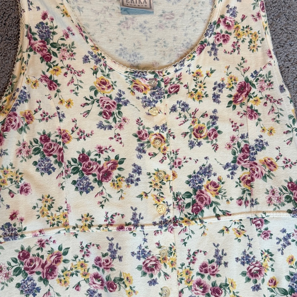 Erika Studio 90s Cottagecore Cream floral sleeveless Maxi Dress - Picture 6 of 7